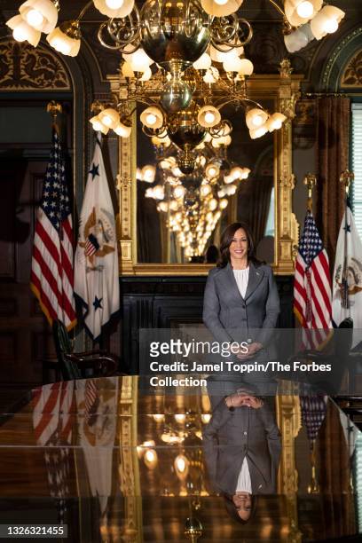 Vice-president of the United States of America, Kamala Harris is photographed for Forbes Magazine on May 18, 2021 in the Eisenhower Executive Office...