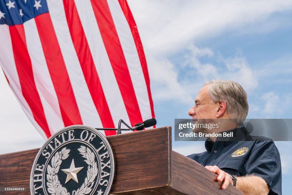 Former President Trump Joins TX Gov. Abbott At Unfinished Border Wall