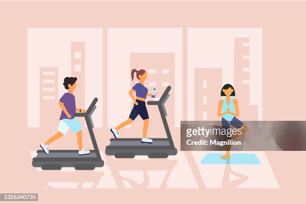 sports and fitness gym - exercise equipment vector stock illustrations