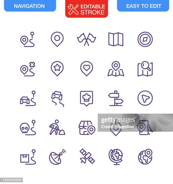 navigation icons set - north icon stock illustrations