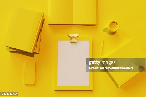 blank sheet in clipboard with monochrome desk objects - notepad template stock pictures, royalty-free photos & images