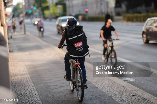 Gorillas rider photographed on June 27, 2021 in Berlin, Germany.