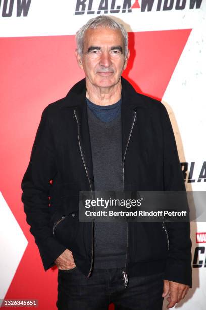Raymond Domenech attends the “Black Widow” Paris Gala Screening at cinema Le Grand Rex on June 30, 2021 in Paris, France.