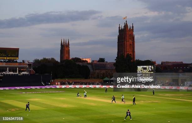 General view of play during the Second One Day International between England and India at The Cooper Associates County Ground on June 30, 2021 in...