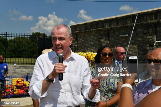 New Jersey Governor Phil Murphy attends The Democratic National Committee and New Jersey Governor Phil Murphy kick off "America Is Back" tour with...