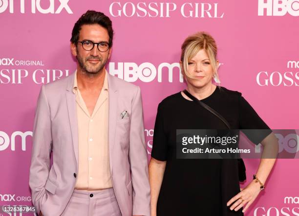 Writers Josh Schwartz and Stephanie Savage attend the "Gossip Girl" New York Premiere at Spring Studios on June 30, 2021 in New York City.