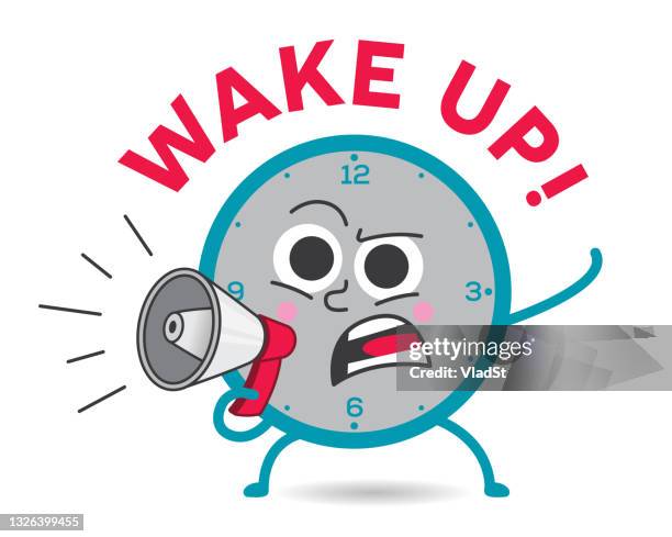 alarm clock wake up alert oversleep being late buzzer - intercom stock illustrations