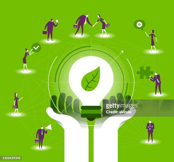 think green concept illustration - business woman movement dynamic stock illustrations