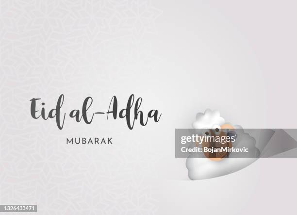 stockillustraties, clipart, cartoons en iconen met eid al-adha mubarak card with sheep. vector - eid mubarak