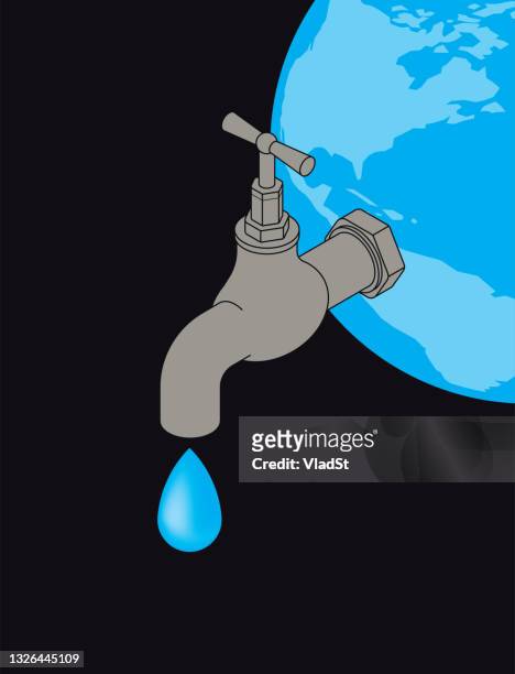 illustrations, cliparts, dessins animés et icônes de robinet avec eau potable soif sécheresse changement climatique concept illustration - eau douce