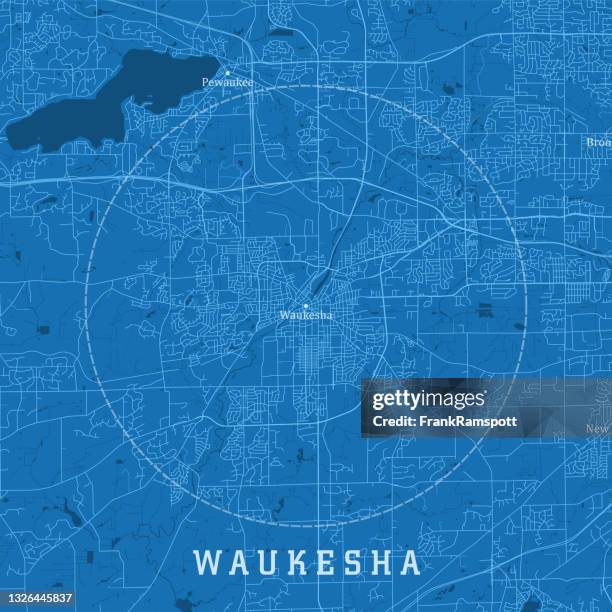waukesha wi city vector road map blue text - waukesha stock illustrations