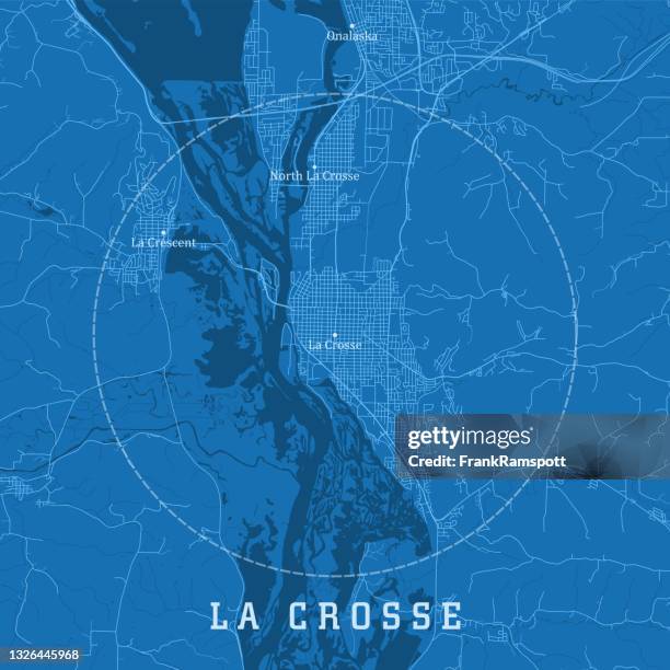 la crosse wi city vector road map blue text - la crosse wisconsin stock illustrations