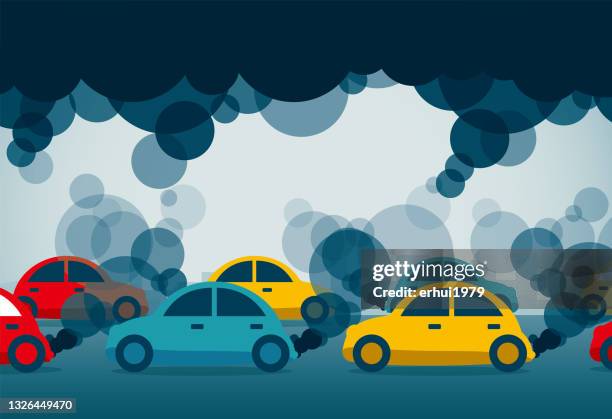 ilustraciones, imágenes clip art, dibujos animados e iconos de stock de contaminación atmosférica - sedan