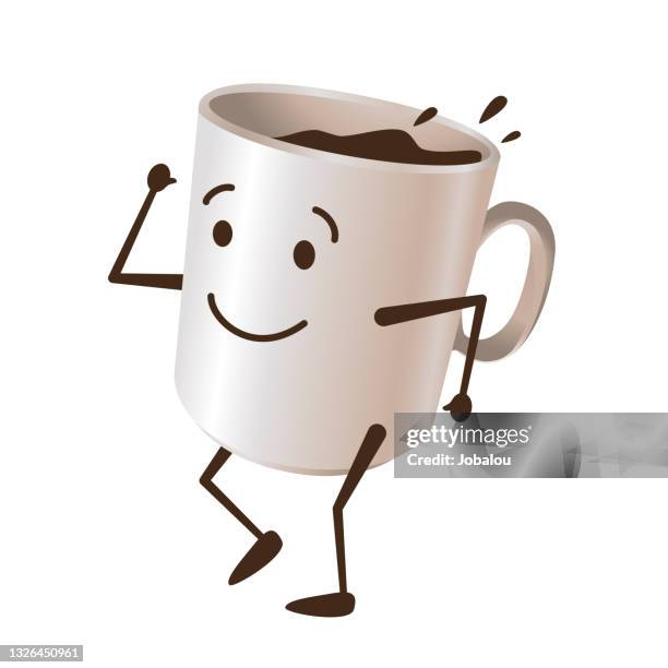 happy mug es coffee - espresso stock-grafiken, -clipart, -cartoons und -symbole