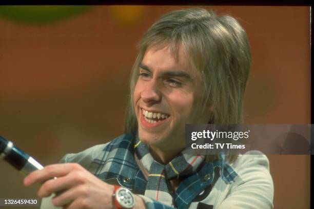 Drummer Derek Longmuir of Scottish pop group Bay City Rollers on the children's music show Shang-a-Lang, circa 1975.