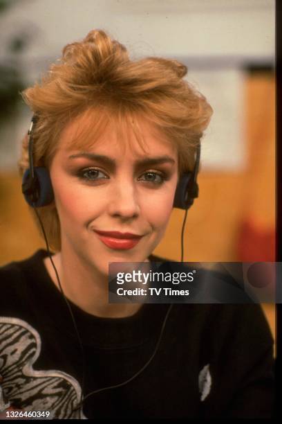 Actress Leslie Ash in character as Nancy Gray in sitcom Happy Apple, circa 1983.