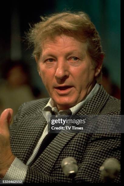 American actor and entertainer Danny Kaye during an interview on chat show Russell harty plus, circa 1973.