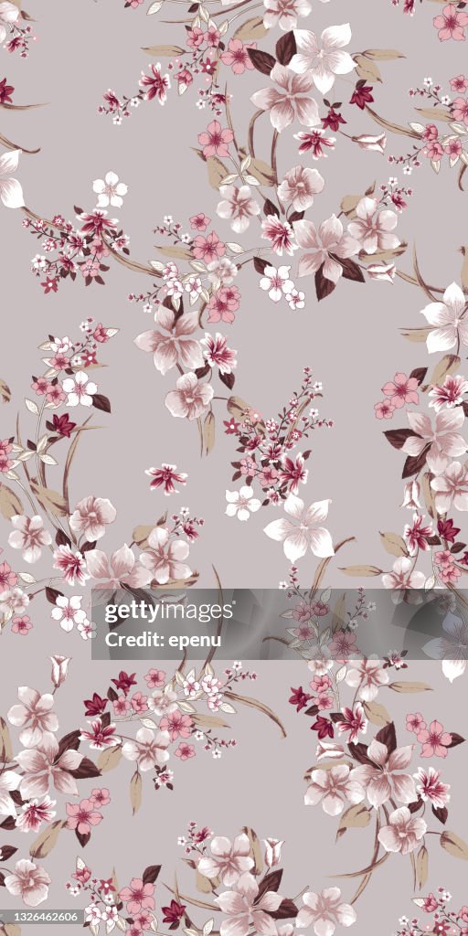 Trendy Floral pattern in the many kind of flowers. Tropical botanical . Seamless vector texture. Elegant template for fashion prints. Printing with in hand drawn style on white background.