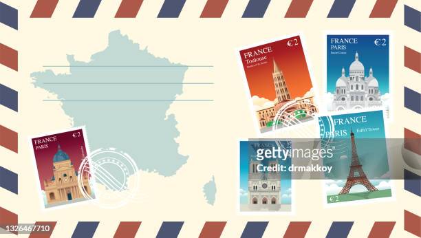france letter - postcard stock illustrations