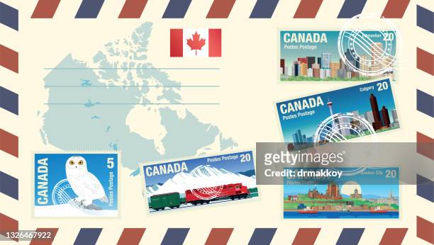 canada postage - canadian culture stock illustrations