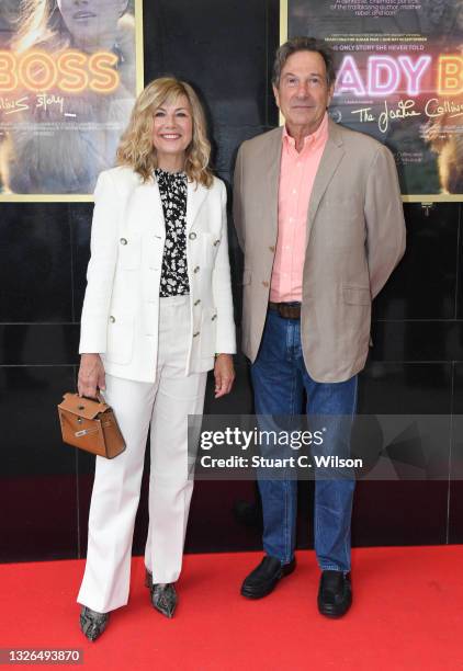 Glynis Barber and Michael Brandon attend the "Lady Boss: The Jackie Collins' Story" UK Premiere at The Curzon Mayfair on July 01, 2021 in London,...