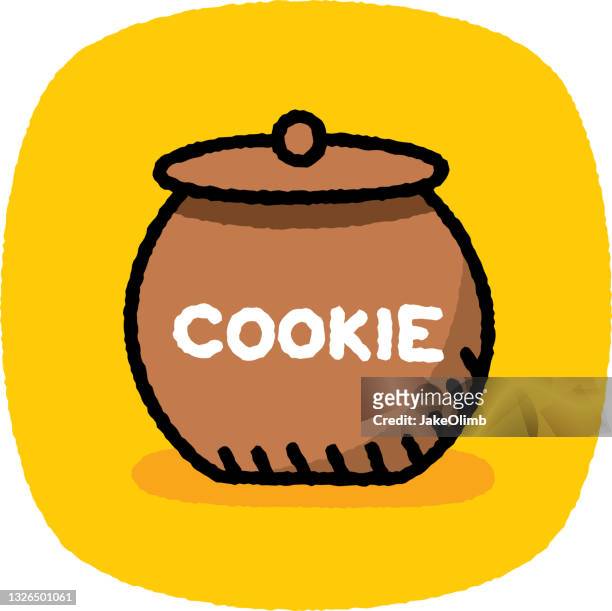 stockillustraties, clipart, cartoons en iconen met cookie jar doodle 7 - pot met koekjes