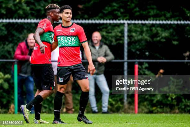 Kevin Bukusu of NEC, Elayis Tavsan of NEC during the Preseason Friendly Match match between SC NEC and NEC at De Eendracht on July 1, 2021 in...