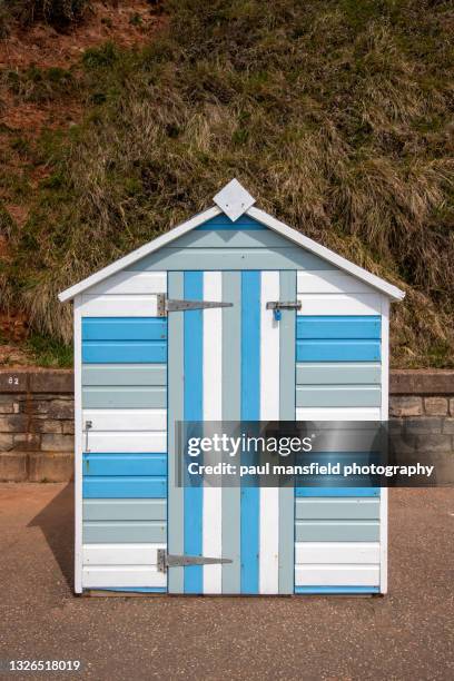 colourful beach hut - cabana stock pictures, royalty-free photos & images