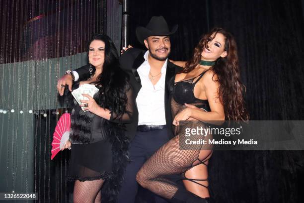 Alejandra Ávalos, Marko Peña and Dorismar attends a videoclip premiere of the new Marko Peña song called 'Chica Linda y Sexy' on July 1, 2021 in...