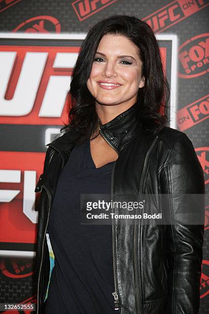 Mixed martial arts fighter Gina Carano attends the UFC On FOX: Live Heavyweight Championship held at the Honda Center on November 12, 2011 in...