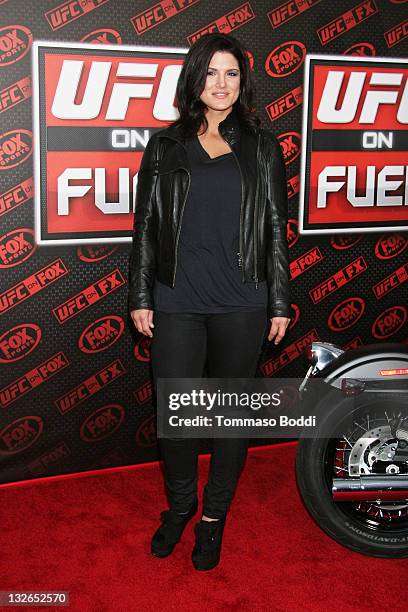 Mixed martial arts fighter Gina Carano attends the UFC On FOX: Live Heavyweight Championship held at the Honda Center on November 12, 2011 in...