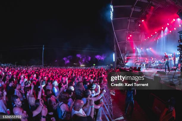 The band Vetusta Morla performs in concert during the Vida Festival on July 01, 2021 in Vilanova i la Geltru, Spain. This is the first festival held...
