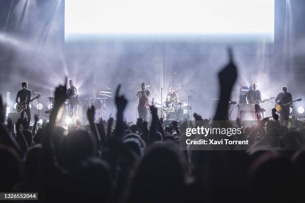 View of the crowd at the concert of Vetusta Morla during the Vida Festival on July 01, 2021 in Vilanova i la Geltru, Spain. This is the first...