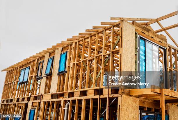 new house timber construction frame, housing development site - home renovations australia stock-fotos und bilder