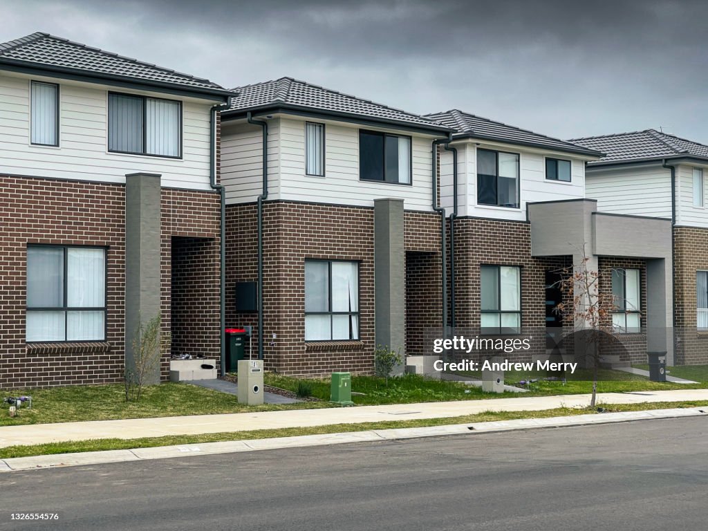 Houses in suburban street, new housing development