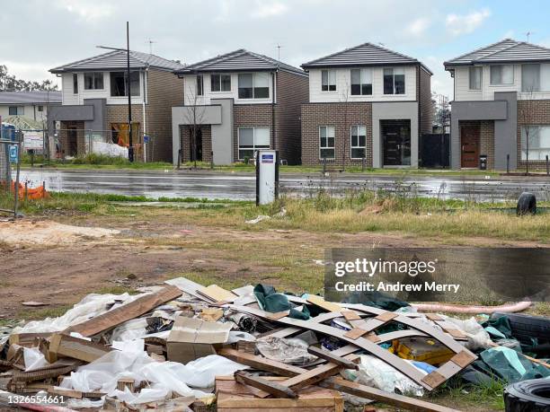 building construction site waste, new housing development - construction waste stock pictures, royalty-free photos & images