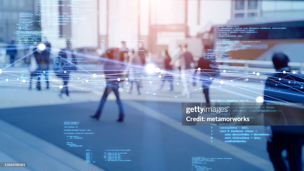 Society and communication network concept. Connection of people. Telecommunication. Digital transformation.