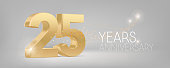 25 years anniversary vector icon. Isolated graphic design with 3D number for 25th anniversary
