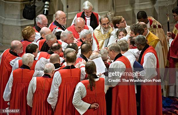 The Rev. Dr. Bishop Mariann Edgar Budde is consecrated at the Washington National Cathedral in Washington, D.C., on Saturday, November 12, 2011....