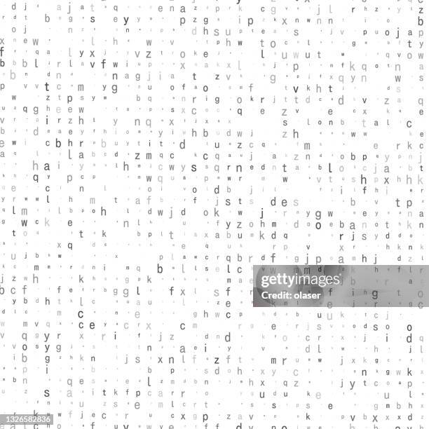 lowercase gray tone alphabet characters. random size. - random shapes background stock illustrations