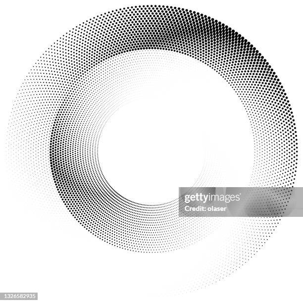 halftone wheel of circles, angular size gradient. two layers. - concentric stock illustrations