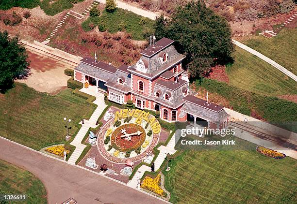 An aerial view of the Neverland Valley Ranch of singer Michael Jackson June 25, 2001 in Santa Ynez, CA.