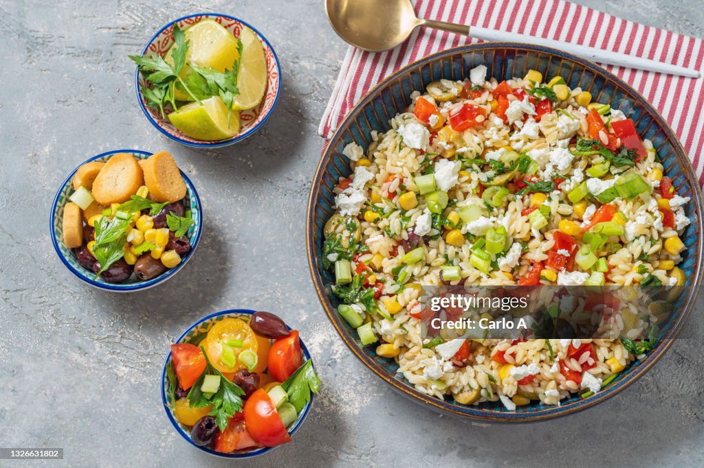 Orzo pasta summer salad feta