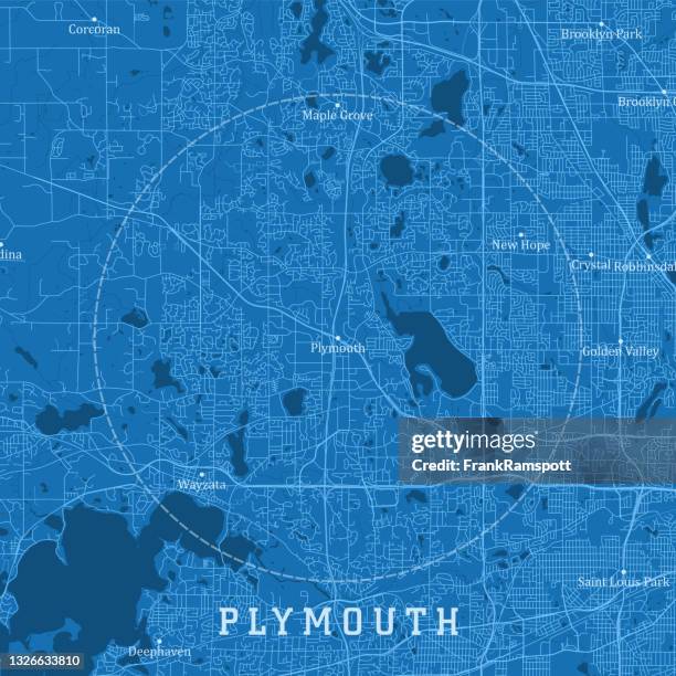 plymouth mn city vector road map blue text - wayzata stock illustrations