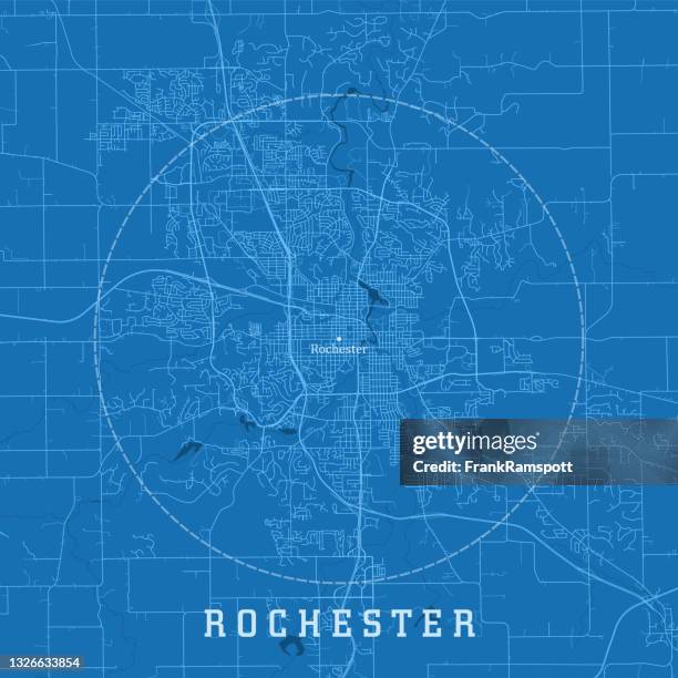rochester mn city vector road map blue text - rochester stock illustrations