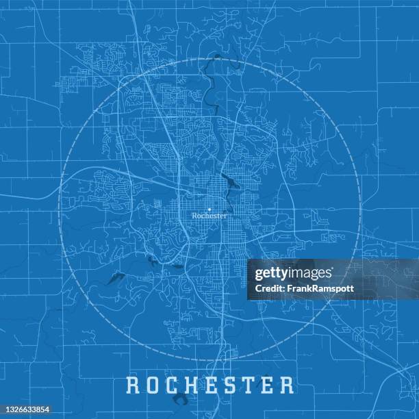 rochester mn city vector road map blue text - rochester minnesota stock illustrations