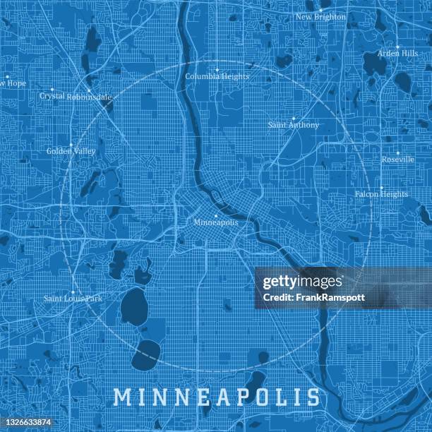 minneapolis mn city vector road map blue text - minneapolis 幅插畫檔、美工圖案、卡通及圖標