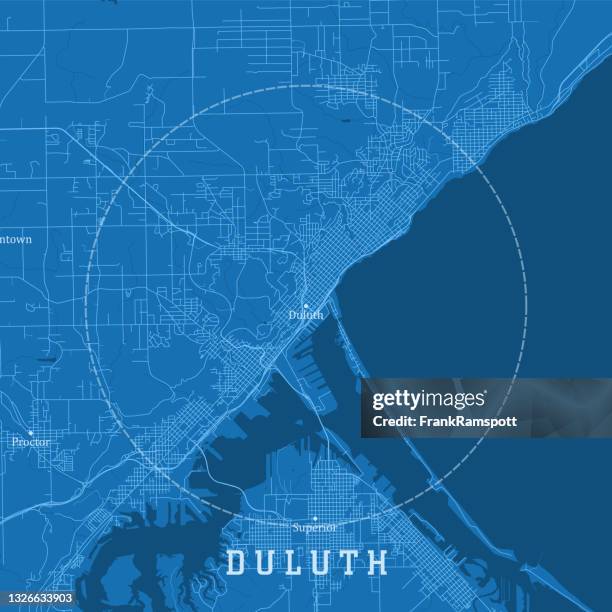 duluth mn city vector road map blue text - duluth minnesota 幅插畫檔、美工圖案、卡通及圖標