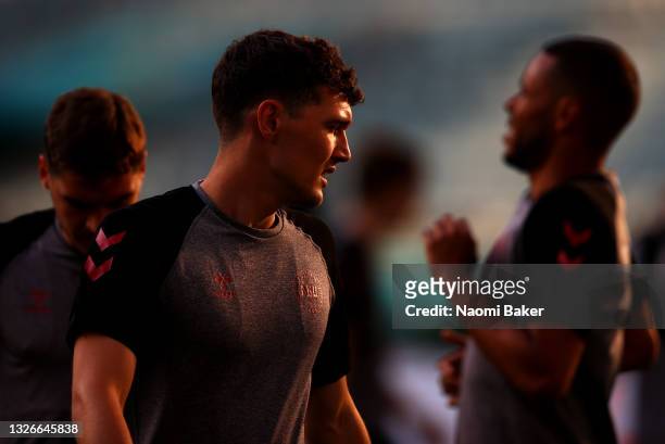 Andreas Christensen of Denmark looks on during the Denmark Training Session ahead of the UEFA Euro 2020 Quarter Final match between the Czech...