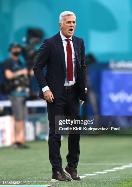 Vladimir Petkovic, Head Coach of Switzerland reacts during the UEFA Euro 2020 Championship Quarter-final match between Switzerland and Spain at Saint...